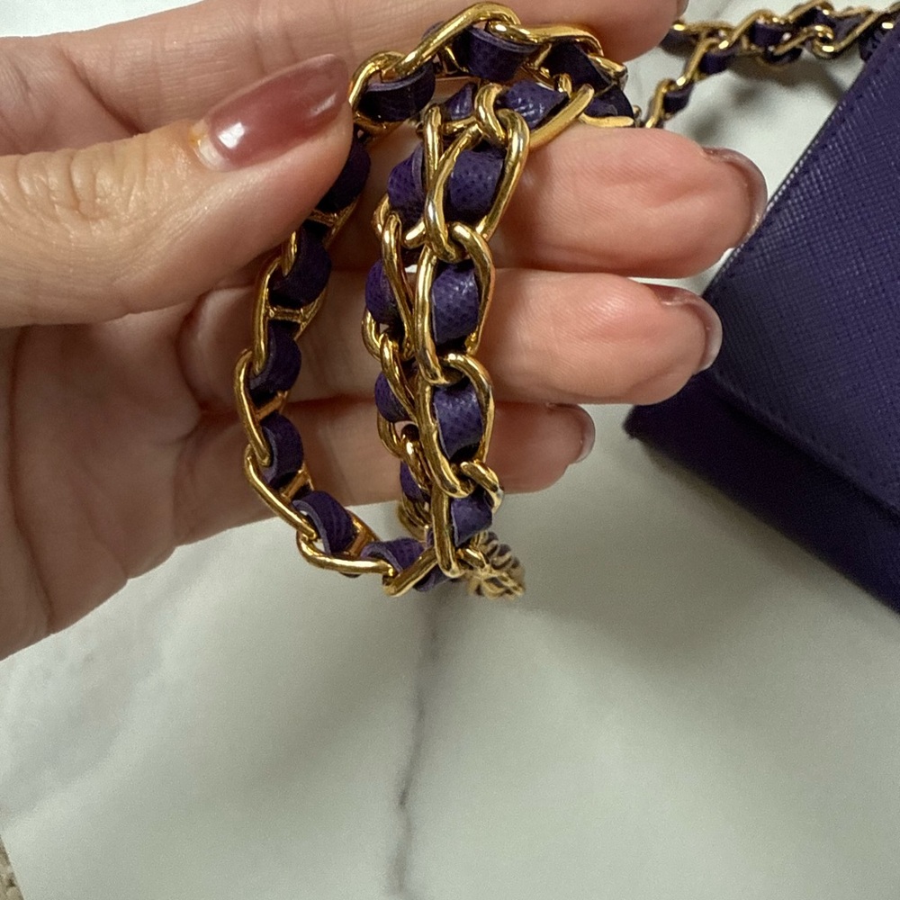 SOLD! Prada Purple Saffiano Chain Crossbody Wallet - Picture 2 of 3